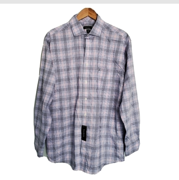 NWT Club Room Blue Plaid Button Down Shirt - Picture 2 of 5